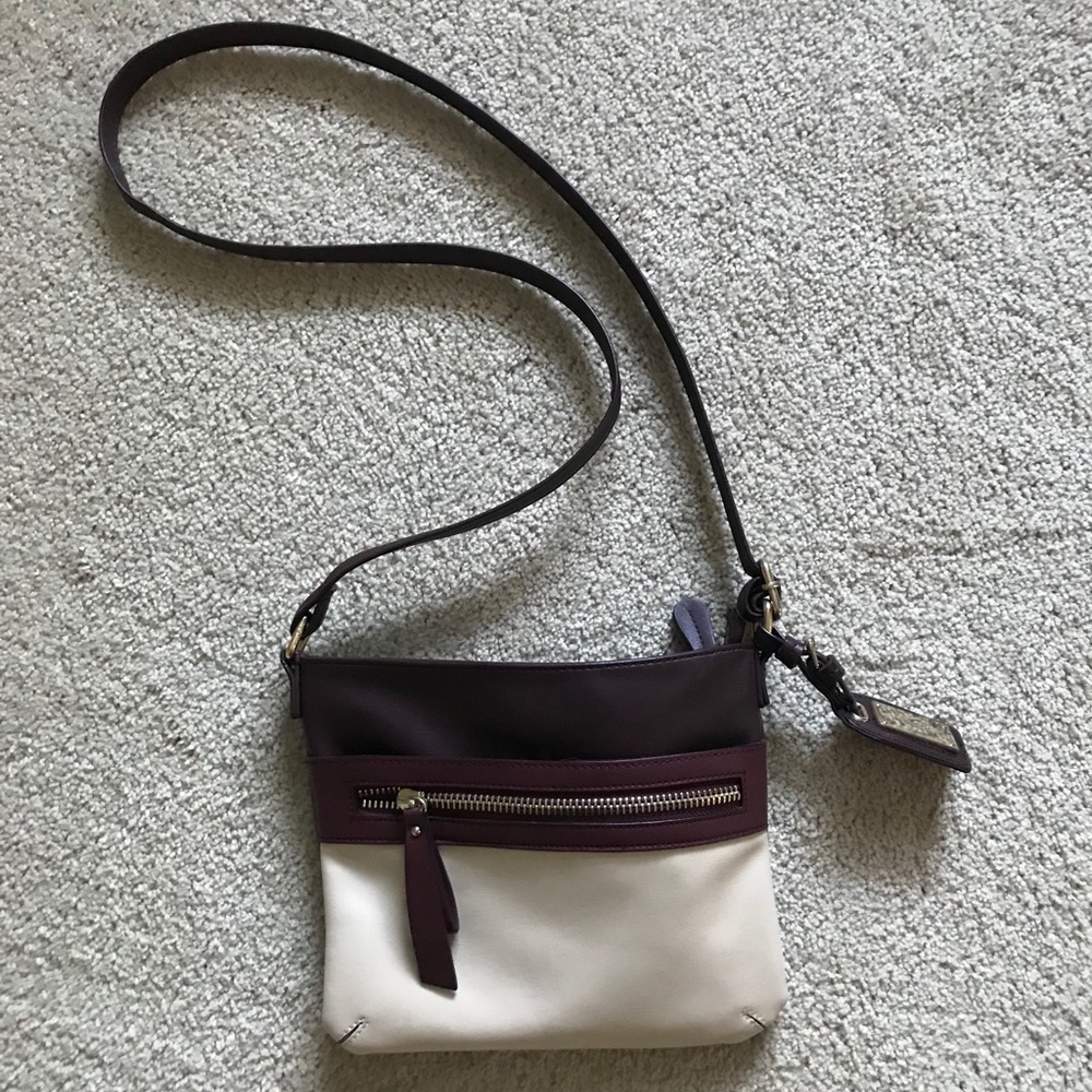 Maroon/cream satchel